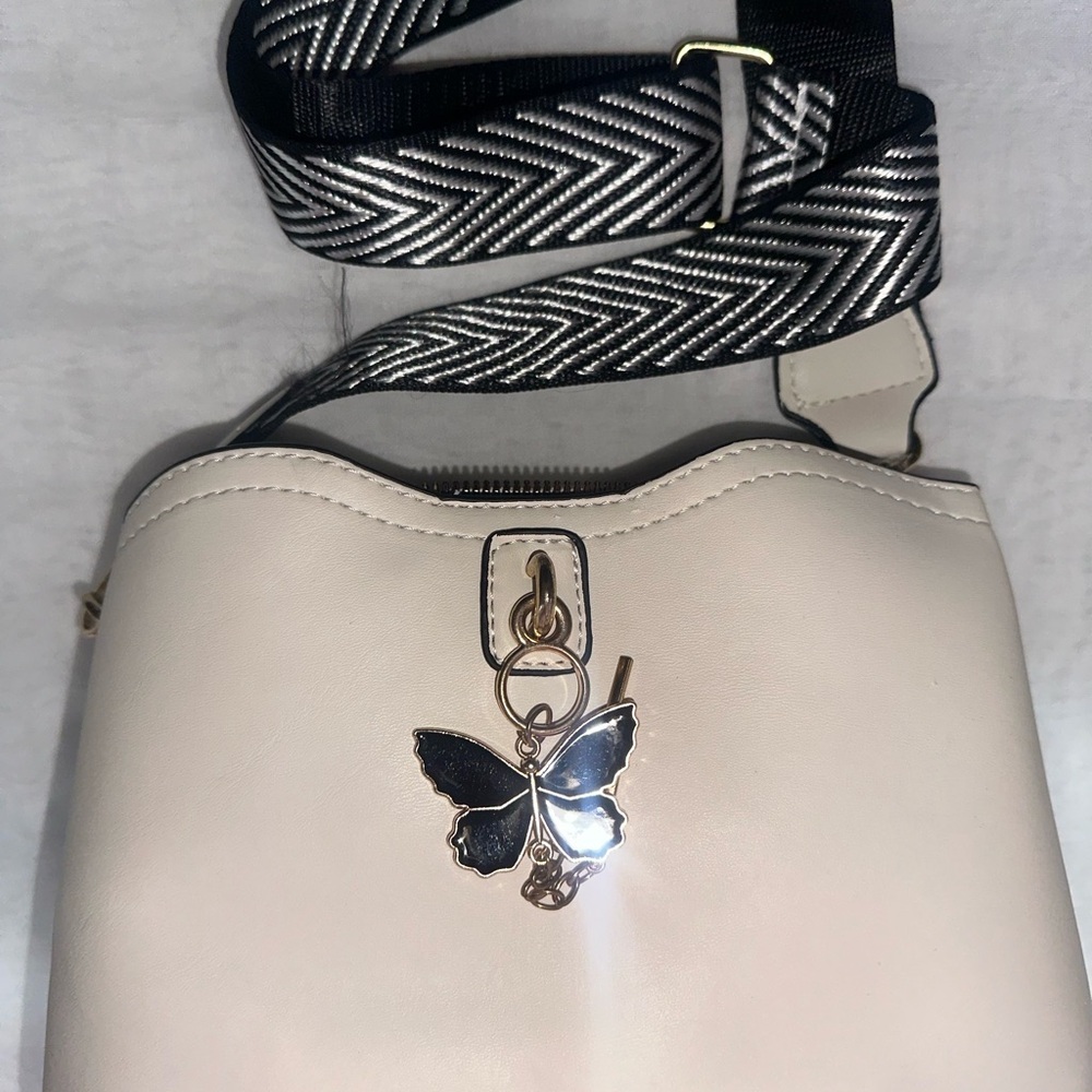 Chic Cream Butterfly Crossbody Bag